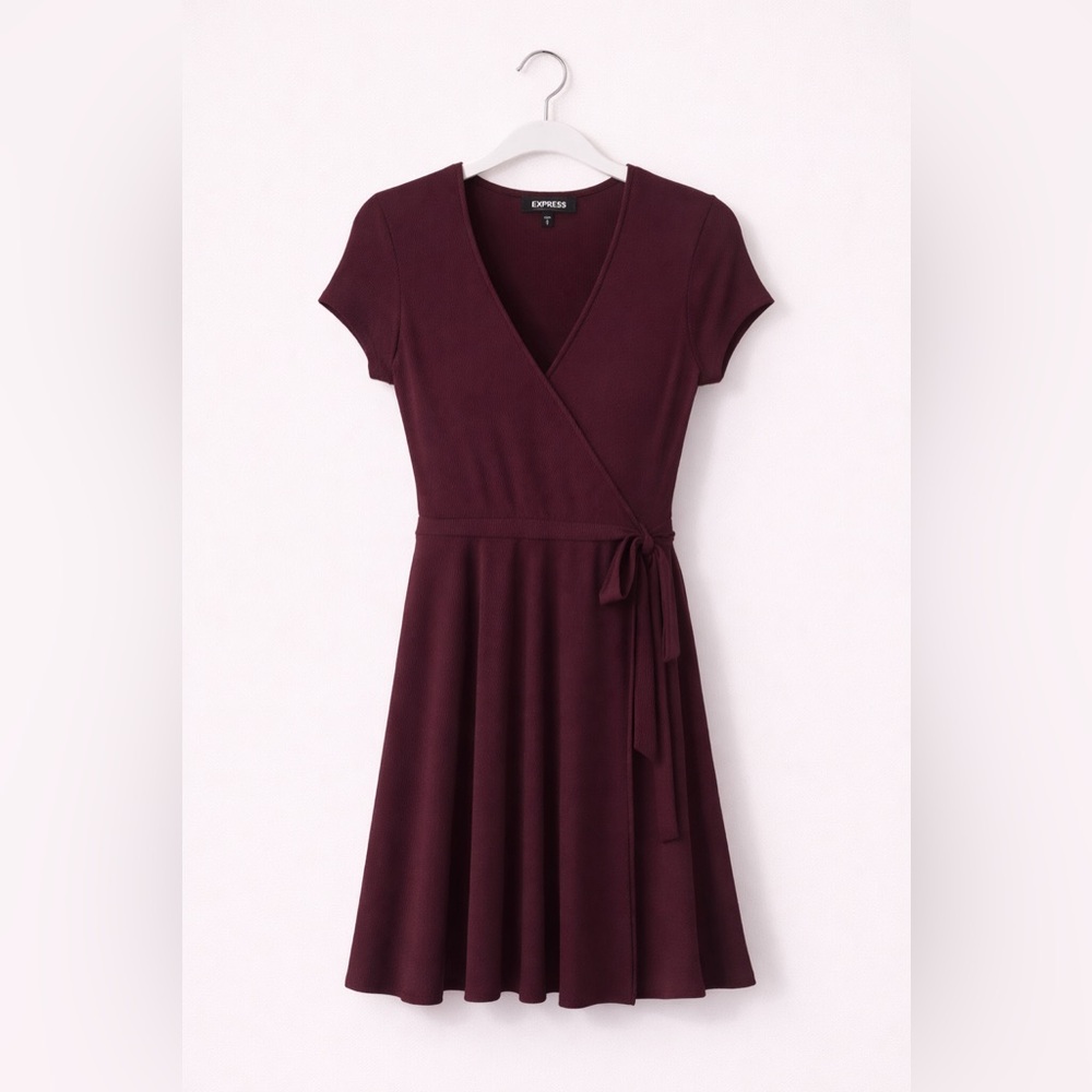 Women’s Express Maroon Fold Over Tie Dress - Size Medium